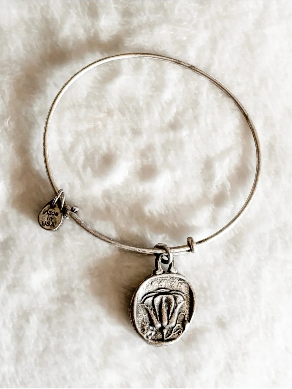 RETIRED! Alex and Ani Byzantine Helios Coin Charm Bangle Bracelet - Silver